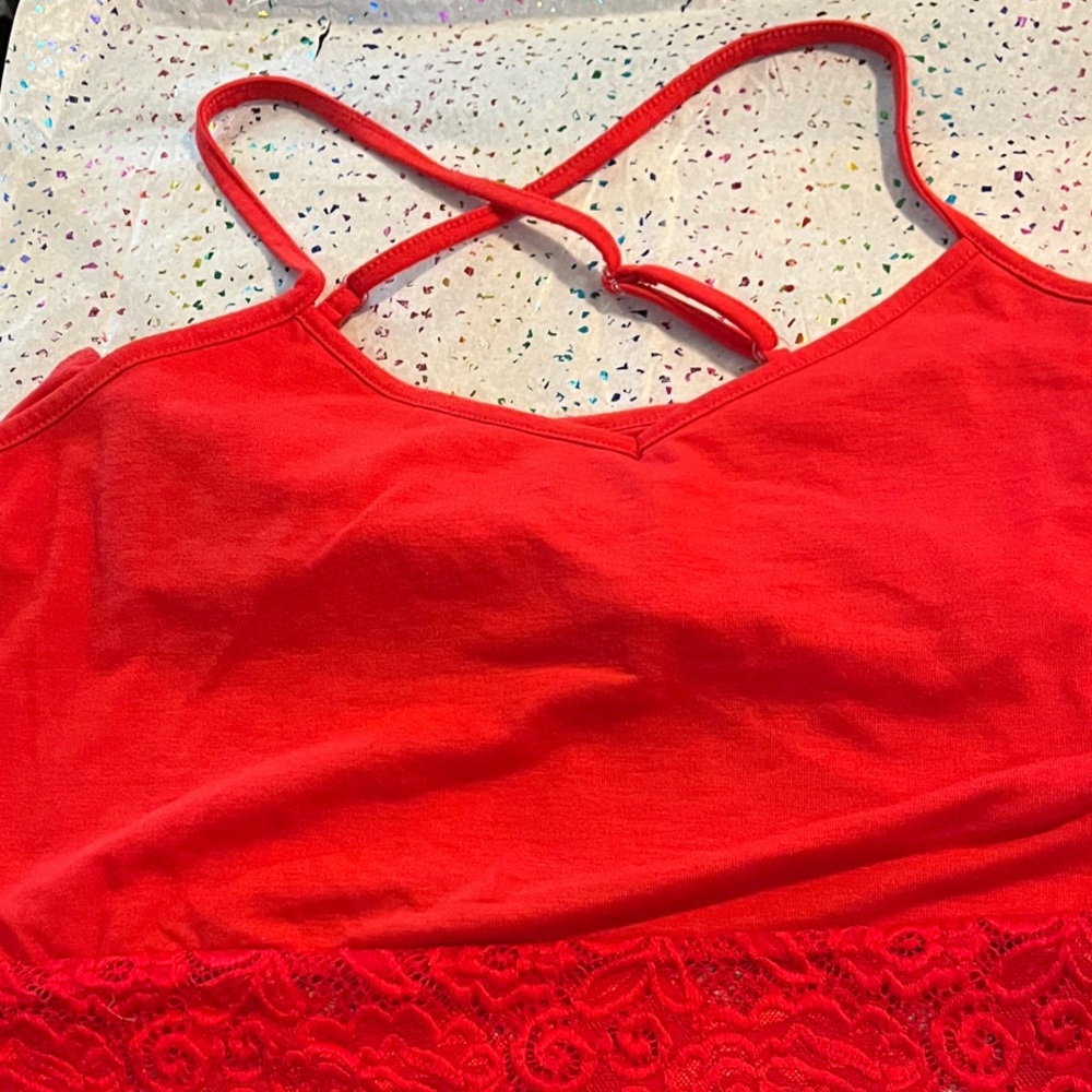 NOBO Red Lace Trim Cami Top